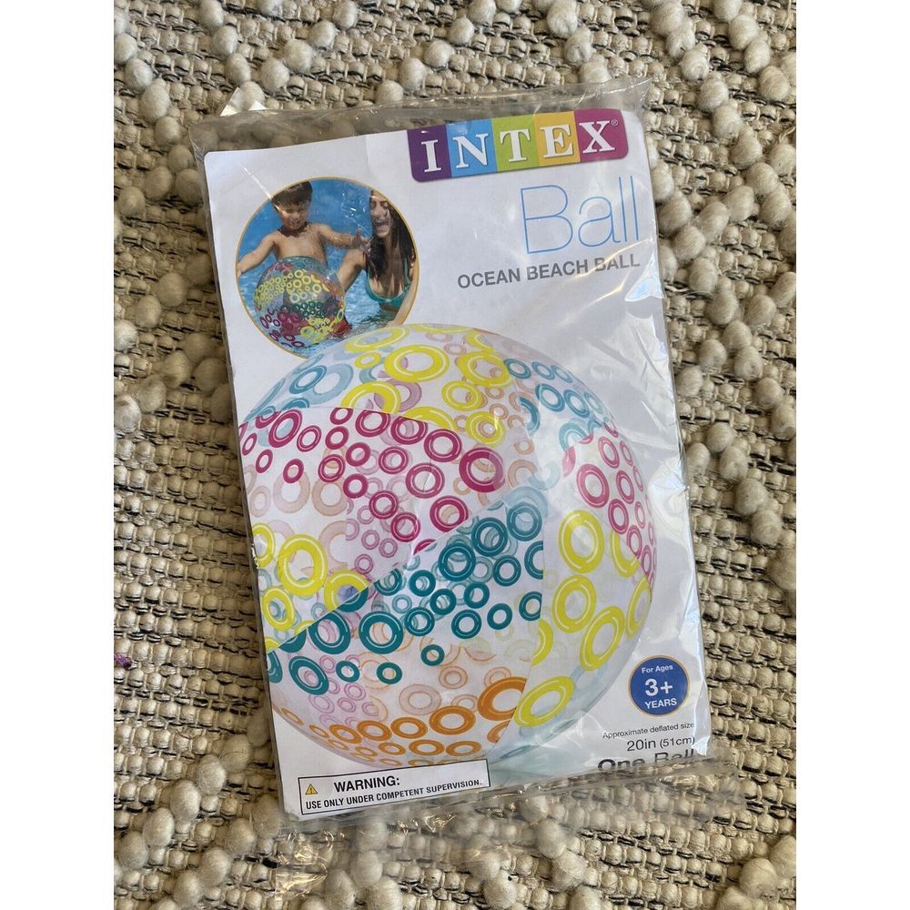 Intex Beach Ball Inflatable Glossy Big Colorful‎ Giant Ocean Beach Ball 20"